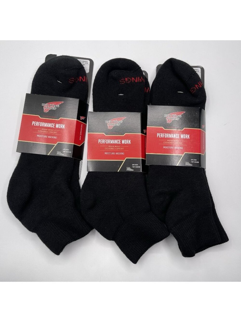 Red Wing Performancr Qtr Crew Work Socks 3 Pack Men's XL 12-15 Moisture Wicking